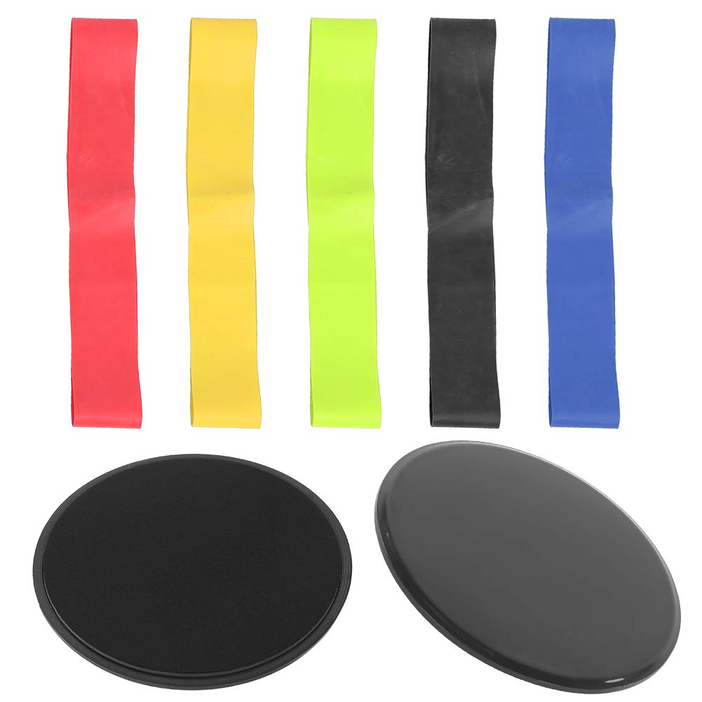 MeiyyaPurchase 6 Colors Fitness Sliding Disc, ABS Fitness Slider, Calisthenics Street Workout Quick Reps for Home Gym Aerobics(Black slide+five-piece set+cloth bag)