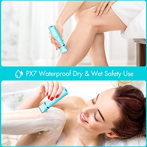 Electric Bikini Trimmer For Women - Polypower 2 In 1 Electric Women Pubic Hair Trimmer , Portable Ladies Shaver With 2 Trimmer Heads,Waterproof Wet And Dry Use (Blue) #TOP4