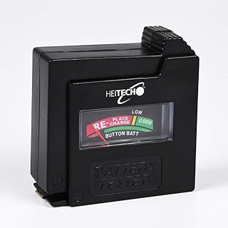 HEITECH Testeur de Piles - Testeur Piles Universel pour Piles Micro AAA, Mignon AA, Baby C, Mono D et 9V Ainsi Que des Piles Boutons - testeur Universel de Piles - controleur de Piles