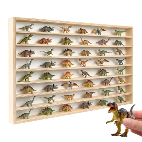 DIMENSIONI IDEALI – Mensola espositiva in legno 79 x 47 x 5,5 cm con 8 ripiani uniformi. Perfetta per organizzare e mostrare figurine, soldatini, veicoli in miniatura, Hot Wheels e piccoli giocattoli. Aiuta a mantenere ordine e offre un accesso facile a tutta la collezione.