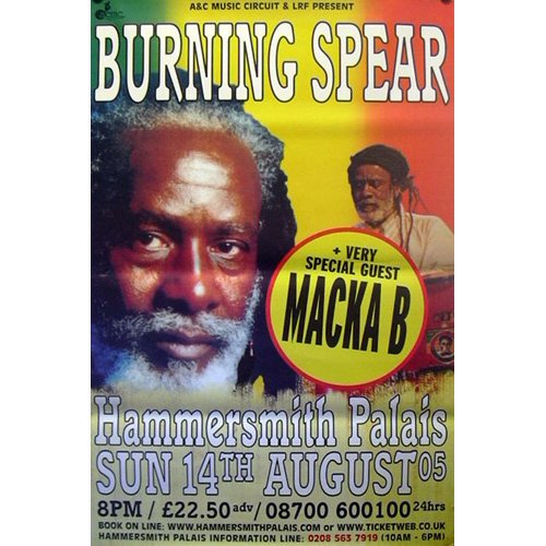 Poster Burning Spear 100x150 cm pour décoration murale reggae