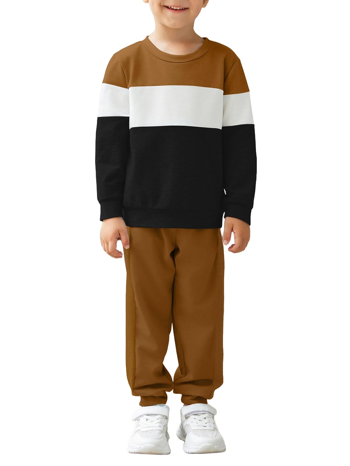 Arshiner Boys Clothes 2 Piece Pants Set Color Block Sweatsuits Fall Outfits