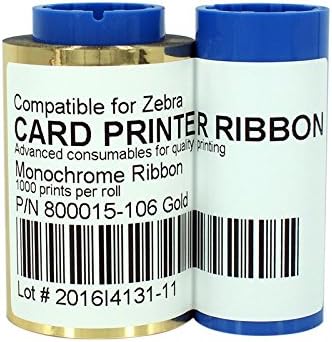 800015-106 Gold Monochrome Ribbon For Zebra iSeries ID Card Printer 1000 Prints