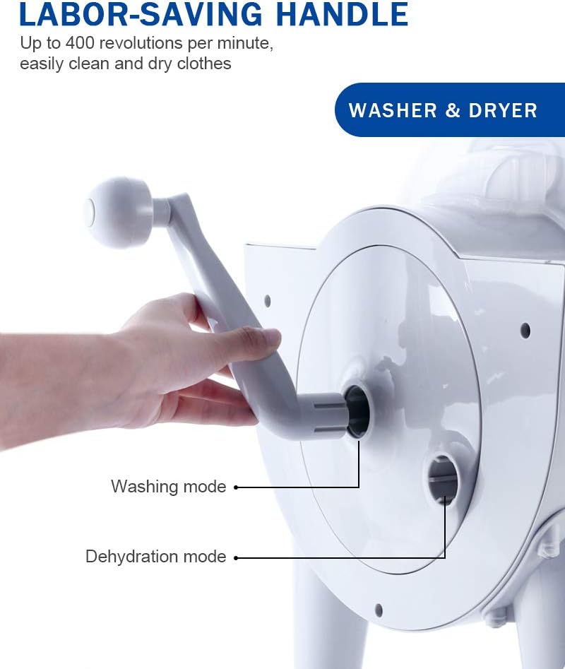 Wееklу Tор Sаlе 2021 Upgraded Manual Non-Electric Washing Machine Washer Dryer Combo Portable Non-Electric Clothes Washer Hand Cranking Counter Top Washer Mini Manual Washer for Camping, Dorm, Apartments, Delicates