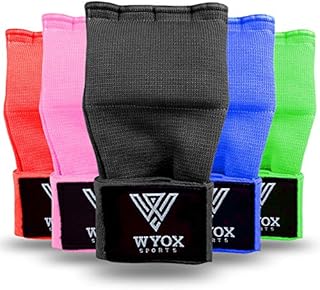 WYOX Boxing Hand Wraps Gel Knuckle Padded Inner Elastic Quick Wraps Fist Protection Boxing Gloves for Women Men Wrist Wrap MMA Muay Thai Training Handwraps (Black, S-M)