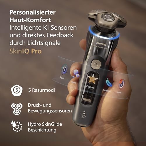 Philips Rasierer i9000 Prestige Ultra, elektrischer Nass- und Trockenrasierer für Herren, dunkelgrau, Druck- und Bewegungssensor… – Ansicht 6