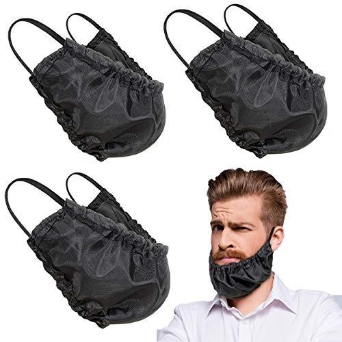 3 Pcs Beard Bandana, Beard Covers for Men Black Beard Facial Beard Apron Guard Beard Caps Bedtime Bib Bonnet Rag Beard Gains (Black)