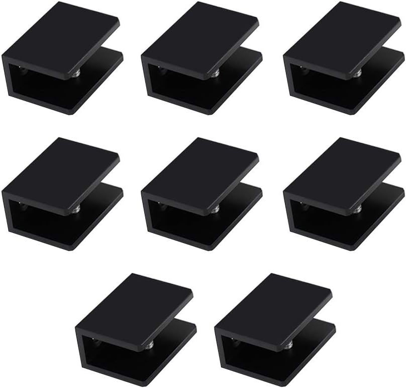 Kyien Pack of 8 Aluminum Alloy Square Glass Shelf Clamp Clip Holder Support Bracket (C: Suitable for 8-10 mm Thick Glass)
