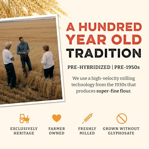 Image of Sunrise Flour Mill Heritage Organic Bread Flour Blend - 2.0 lbs | Organic Unbleached Bread Flour Easy to Digest with Less Bloating | High Protein for Superior Baking | Smooth, Nutty Flavor