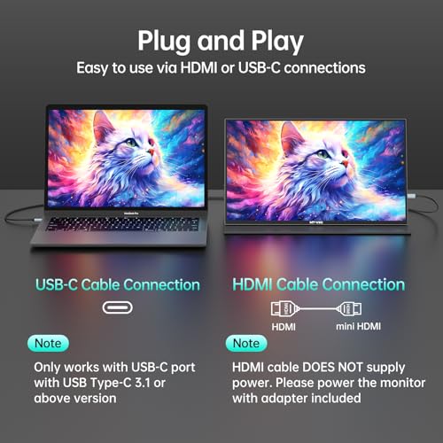 Image of MT-VIKI 18.5 inch Portable Monitor 1080P@100Hz 72% NTSC, Large Portable Screen Stand, FHD IPS Screen HDR Gaming Display, Travel Second Monitor for Mac PC Xbox PS4 /5