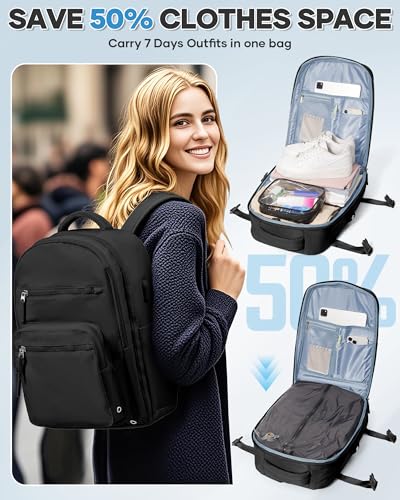 Vacuum Backpack Travel Backpack with vacuum system with Pumpm, Mochila de Viaje Compresion al vacio, Personal Item Carry on Bag, Black4