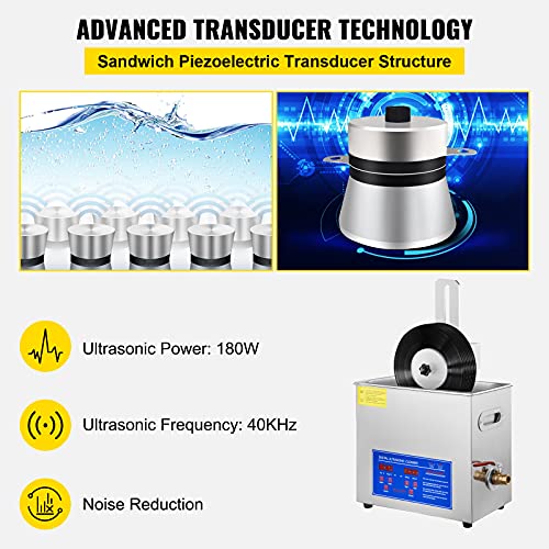 Happybuy PS-30A Ultrasonic Cleaner 6L Ultrasonic Vinyl Cleaner 7-12 Inch 8 Records Ultrasonic Vinyl Cleaning Machine 180W Ultrasonic Records Cleaner thumb #2
