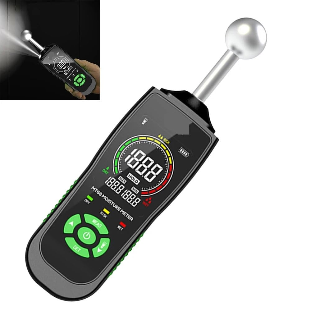 Medidor de Humedad Digital sin Pines para Granos, con Alarma, para Madera, con Pantalla LCD retroiluminada, para Paredes y leña.