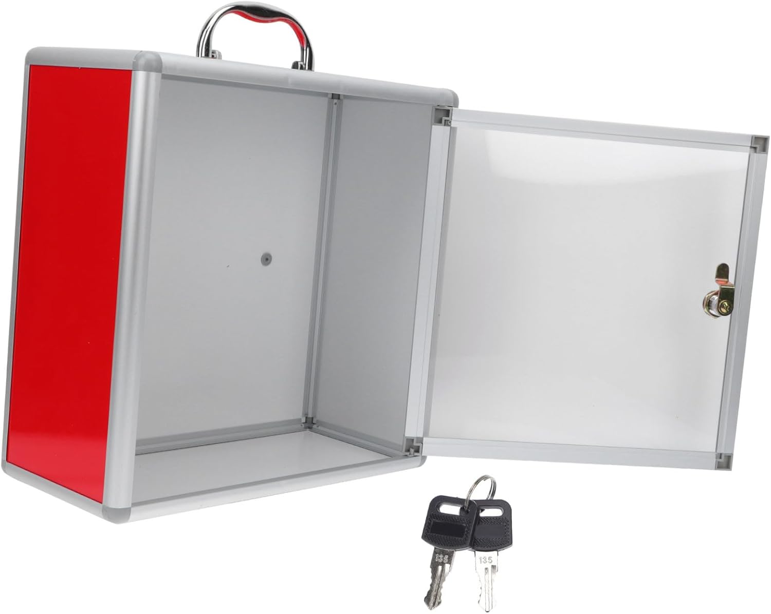 1set Public Fundraising Box with Lock Wall-mountable Suggestion Box Metal Construction Space-saving Design for Donations Polished Finish for Use