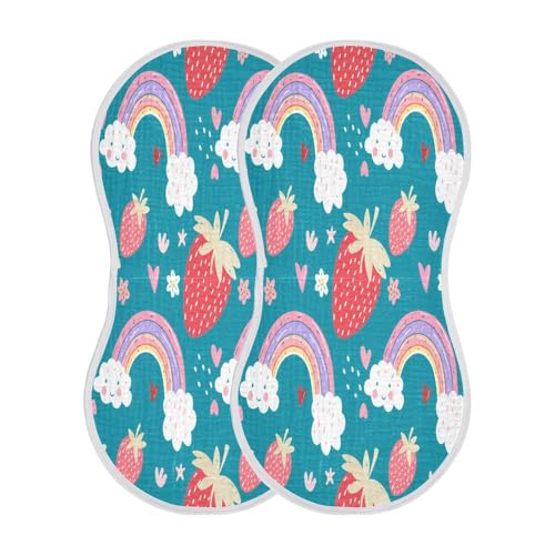 Kigai Strawberry Rainbow Baby Burp Cloths Extra Soft and Absorbent Burping Rags Cotton Burping Clothes Baby Washcloths for Newborn Boys Girls - 1 Pack2