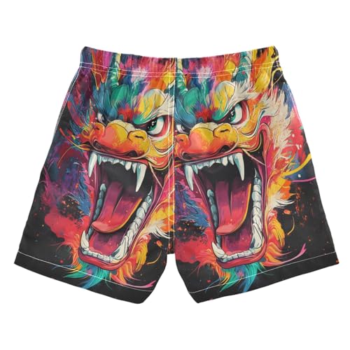 Boccsty Chinese Dragon Head Boys Swim Trunks Baby Kids Swimwear Summer Toddler Beach Board Shorts 2T2