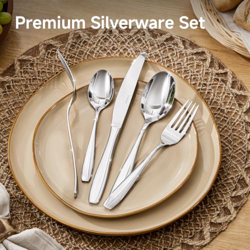 Silverware Set for 8, 40 Piece Stainless Steel Flatware Utensil Cutlery Set - image 2