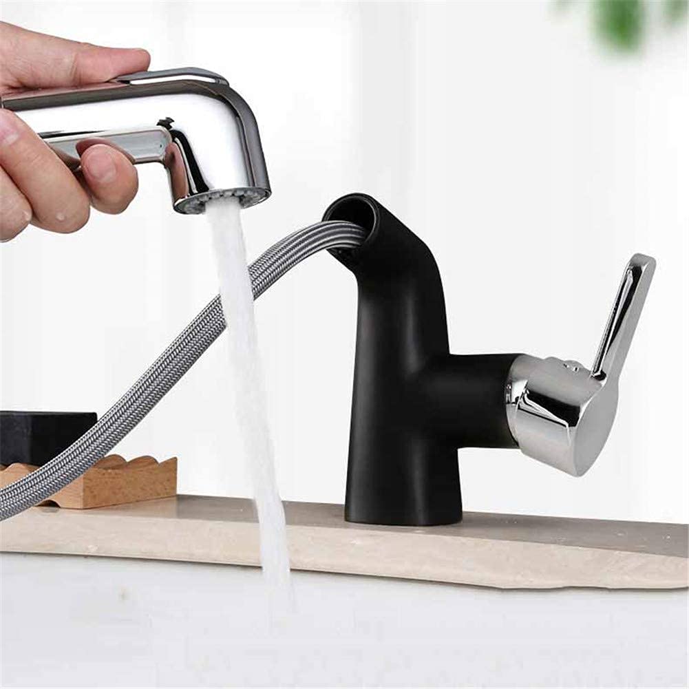 Robinet de cuisine à traction en cuivre noir Nero eau chaude et froide