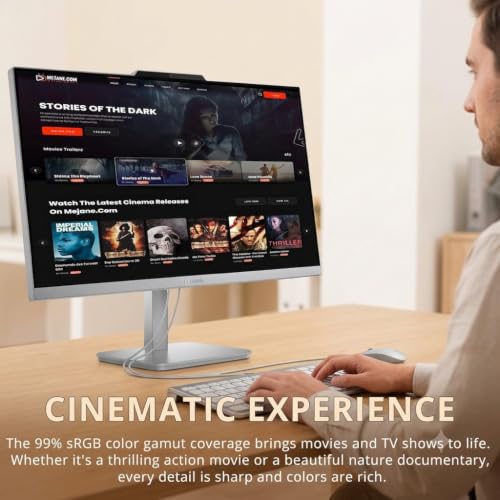Image of Lenovo A100 All-in-One Desktop Computer, 23.8 Inch IPS FHD Display, Intel N100 Processor, 32 GB RAM, 1 TB SSD, Intel UHD Graphics, Wired Keyboard & Mouse, Windows 11 Pro, White