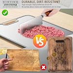 Titanium Cutting Board Double Sided Pure Titaniums Cutting Boards for Kitchen, Pure Titanium & Wheat Straw PP Food Grade Metal Cutting Board, Non-Slip Durable and Easy to Clean (Large)