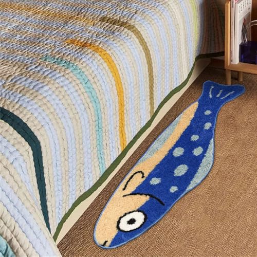 Tapis floqué à motif poisson lavable pour salon et crèche