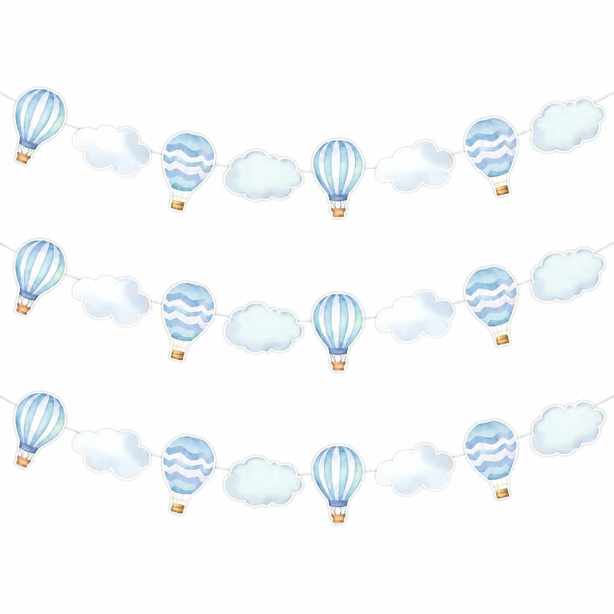 Kreatwow Hot Air Balloon Decorations, Blue Cloud Garland Adventure Banner