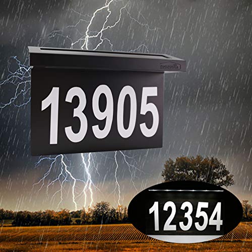 image for ZUOZUOYA Dual-use Solar House Numbers Light - 2 Lighting Modes Black S