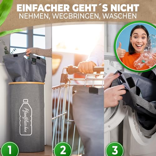COTTARA® Pfandflaschen Sammelbehälter mit Bambusrahmen - extra stabil 80 L – Ansicht 4