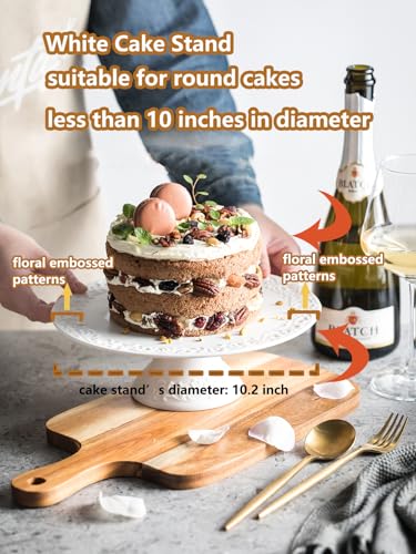 Wedding Cake Stand, White Cake Stand for Smaller Than 10 Inch Cakes, Christmas Porcelain Cake Plate for Party, Baby Shower, Birthday, Home Decorating Stand - Image 5