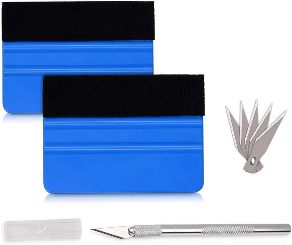 Vinyl Wrap Squeegee Tool, Magicalmai Window Tint Kits DIY Applicator Tools for Car Vinyl Wrapping Protective Glass Film Decal Sticker Wallpaper Tinting with Utility Knife, 6pcs Blades
