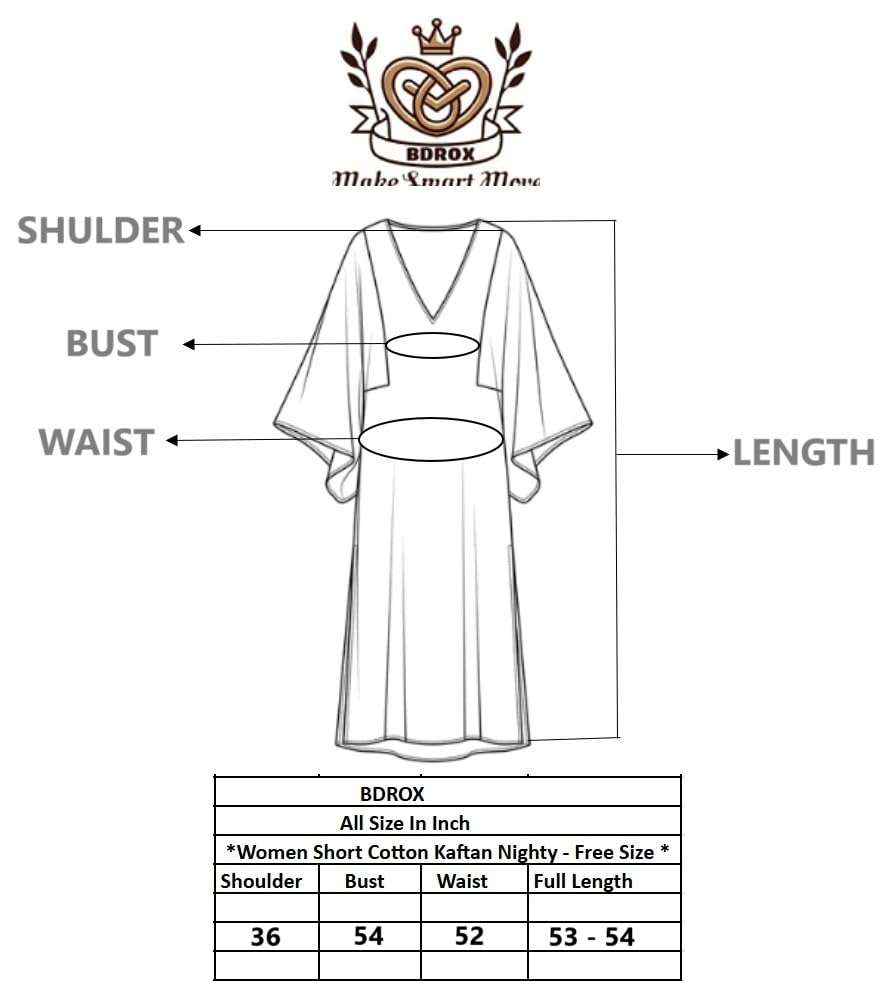 Image of BDROX Pure Cotton Indonesian Kaftan Nighty Full Length