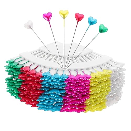 ERINGOGO 216pcs Yellow Heart Stick Pins Pins Quilting Pearlescent Positioning Needles