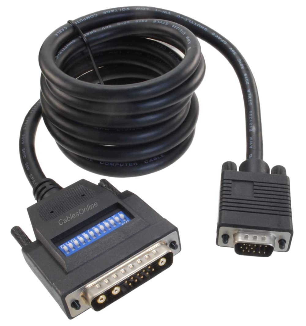 cablesonline6ft 13W3 Male to SVGA (HD15) Male (SunMicro) Monitor Cable w/ 12 Dip Switches, W3-606