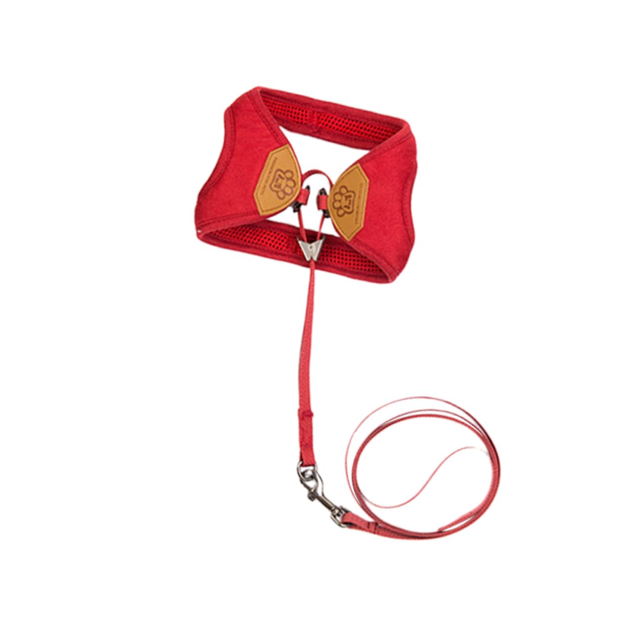 VANZACK 3piezas Arnés Dull Polish para Gatos y Perros Correa y Cómodo Color Rojo Oscuro para Paseos Seguros y Estilosos
