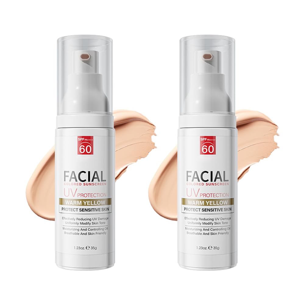 Wenrny 2 Pack Tinted Sunscreen for Face Universal Facial Colored Sunscreen-Moisturizing Even Tone Hydrating UV Defense No Sticky