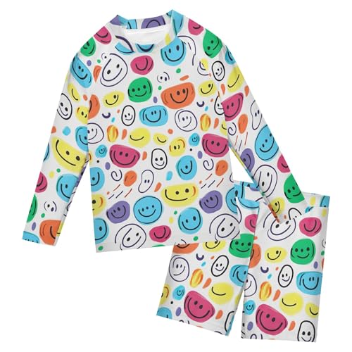 Smiley Face Toddlers and Baby Boys' Swimsuit Trunk and Rashguard Set B0403798