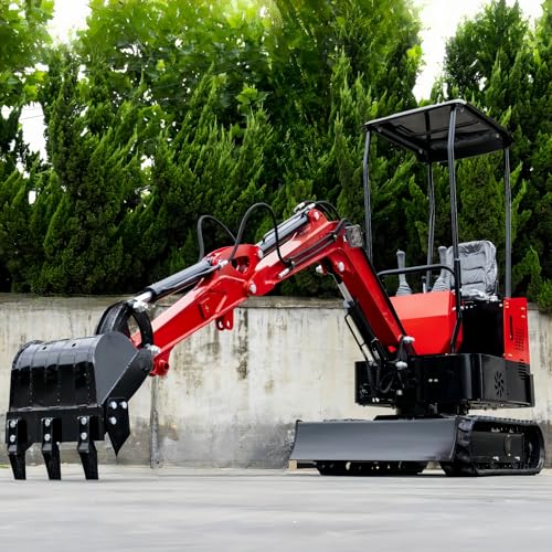 Mini escavadeira hidráulica de 1 tonelada, mini escavadeira hidráulica com toldo. Máquina escavadora de trincheira de motor EPA de 13,5 hp para trabalhos de construção, ideal para jardim, quinta