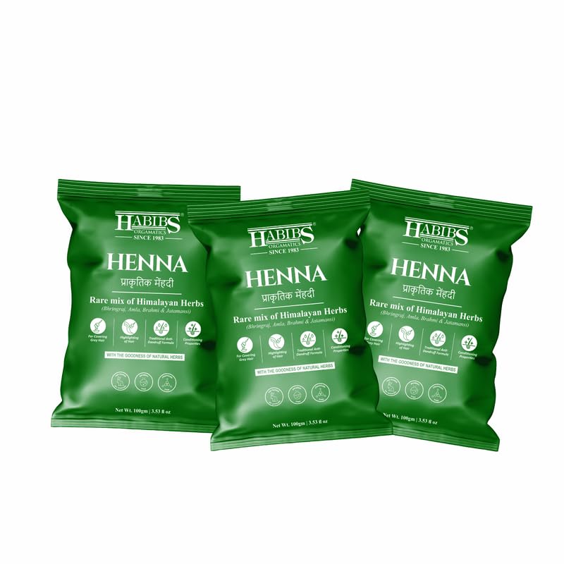 Natural Henna Mehndi Powder Enriched with Bhringraj, Amla, Brahmi,Jatamansi For Natural Hair Coloring 100Gm Pack of 3