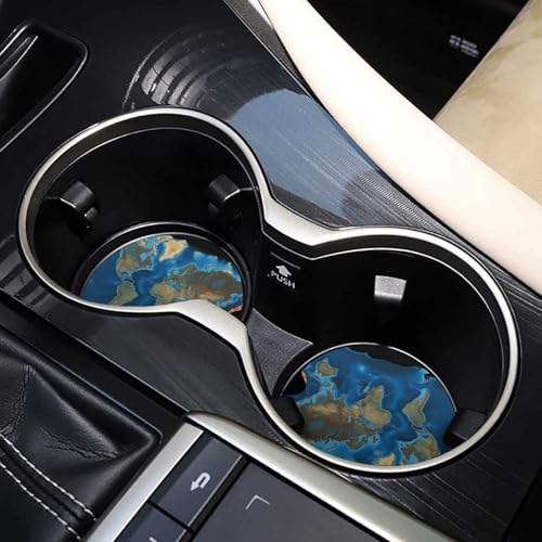 Portavasos para carro con mapa mundial de madera 2 piezas miniatura 7