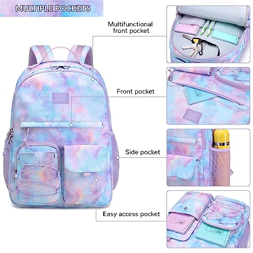 Lohol Galaxy Backpack for Kids Teen Girls, Casual Daypack with Anti Theft Pocket for Travel School (Galaxy C)4