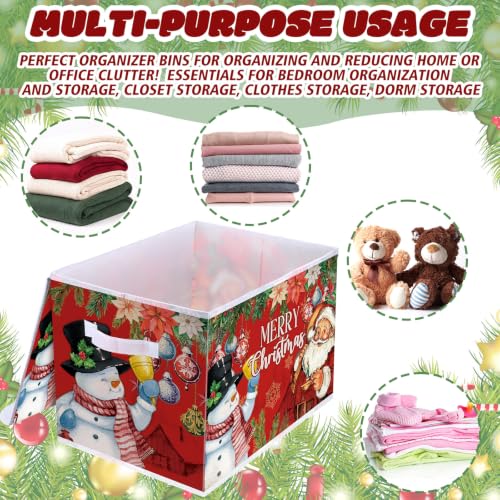 Image of Briwooody Christmas Storage Bin with Lid and Carrying Handle Christmas Foldable Storage Box Large Xmas Decorative Collapsible Container Basket for Organizing Closet Home Bedroom Gift(Santa Claus)