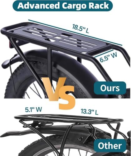 Folding Electric Bike for Adults, 20"×3.0 Fat Tire Electric Bicycle, 374.4Wh Battery Ebike, 20MPH Electric Cargo Bike with LCD Color Display & 6 Speed Gears (Fits for 5'0"+) image 9