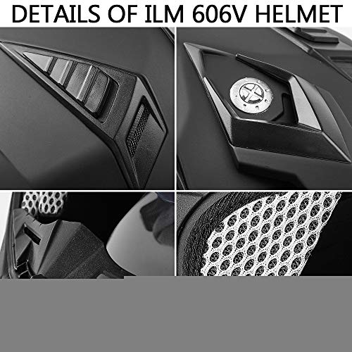 Ilm Off Road Motorcycle Dual Sport Helmet Full Face Sun Visor Dirt Bike Atv Motocross Casco Dot Certified Model 606V(Green, M) #TOP6
