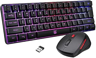 Snpurdiri 2.4G Wireless Gaming Keyboard and Mouse Combo , Include Mini 60% Merchanical Feel Keyboard , Ergonomic Design Wireless Mouse