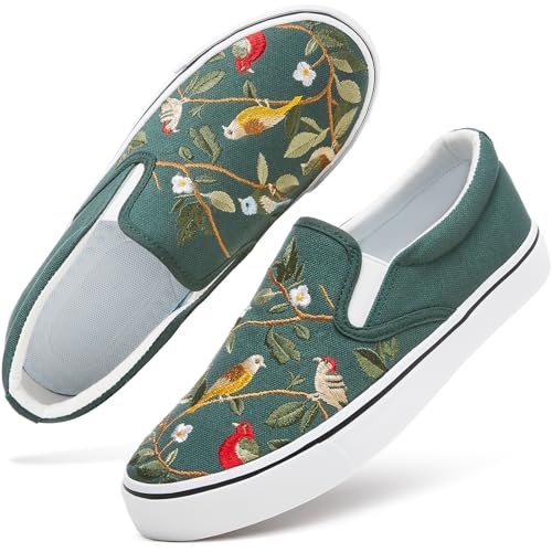 Image of Women's Canvas Slip On Sneakers Non Slip Loafers | low top non slip on walking breathable casual comfortable fashion tennis
