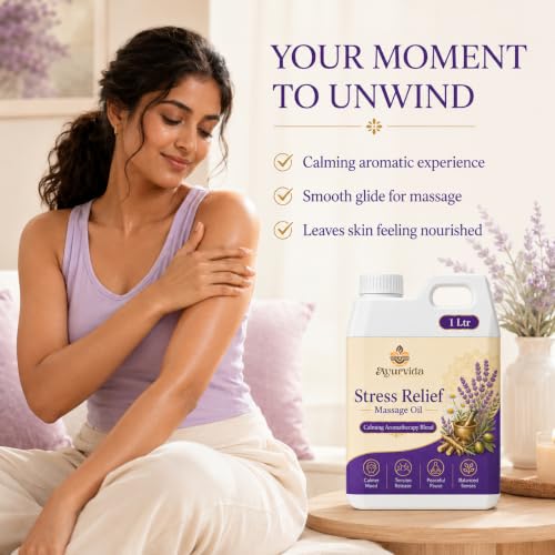 Image of Stress Relief Aromatherapy Massage Oil - Relaxing Spa Massage Oil for Better Sleep, Full Body Relaxation & Calming Skin Nourishment | 1Ltr