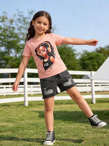 Image of Kids Toddler Girls Summer Clothes Leopard Butterfly Print T-Shirt + Belted Denim Jeans Shorts 3PCS Outfits
