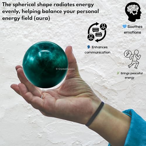 Image of Certified Blue Apatite Crystal Ball for Meditation - Premium Crystal Vastu Items for Home and Feng Shui Items for Good Luck - Ideal for Pooja Supplies and Spiritual Practices (2 inch Inch)
