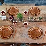 Kochorie 400 Pieces Wood Grain Slice Disposable Party Tableware Sets Rustic Wood Party Supplies Including Plates Cups Napkins Cutlery Serves 50 for Camping Birthday Forest Themed Party Decorations - Image 5
