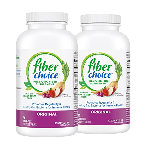 Fiber Choice Daily Prebiotic Fiber Chewable Tablets, Assorted Fruit, 90 Count (Pack of 2)